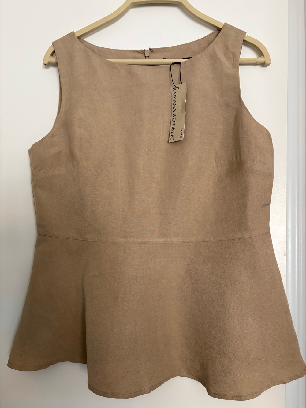 Banana Republic Sleeveless Peplum Dress in Tan